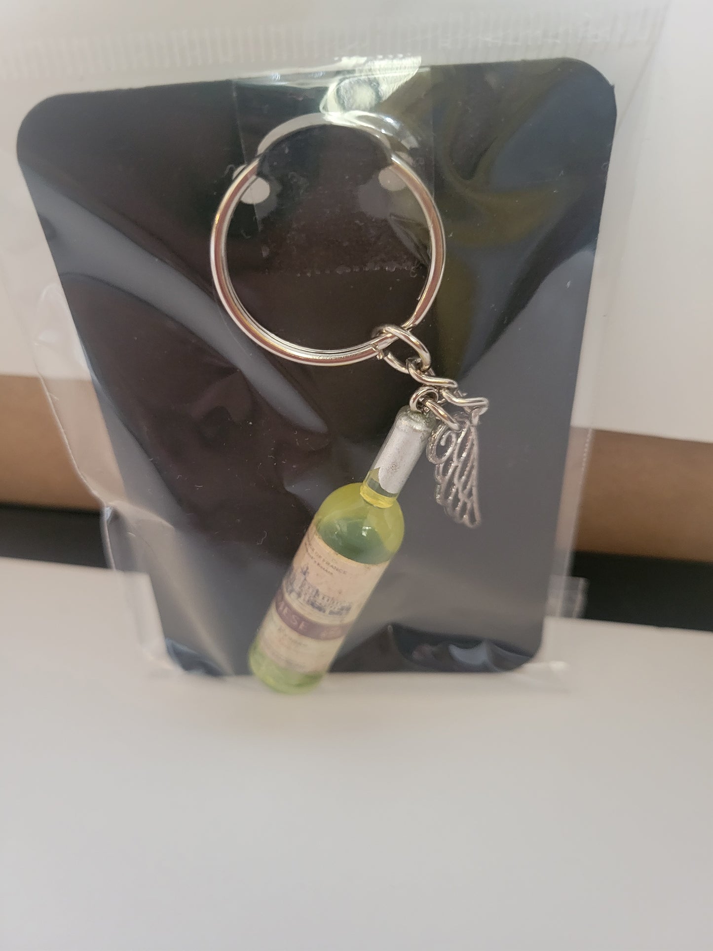 Wine Bottle With Charm - Keychain