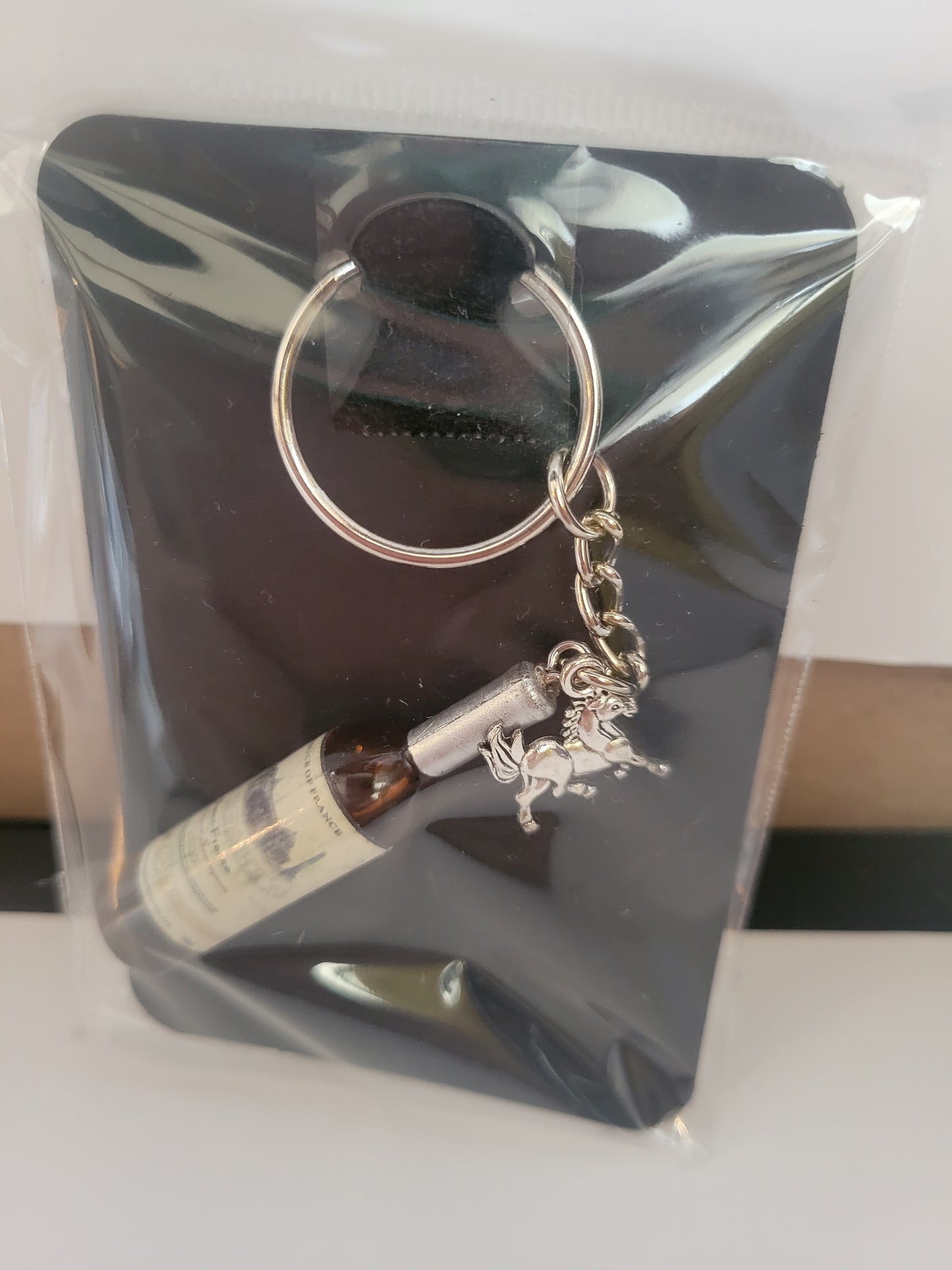 Wine Bottle With Charm - Keychain