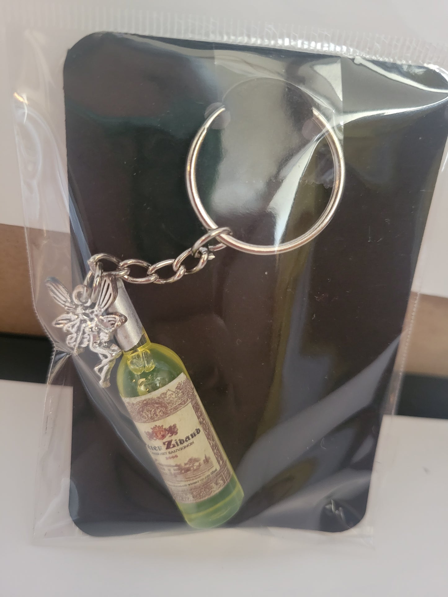 Wine Bottle With Charm - Keychain