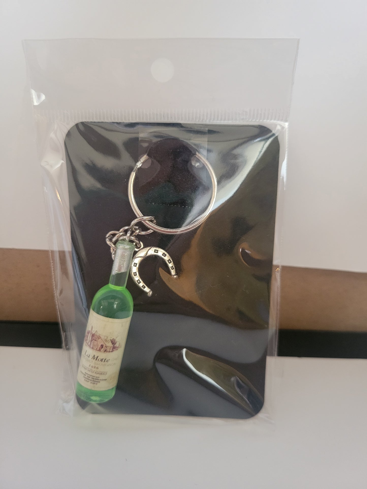 Wine Bottle With Charm - Keychain