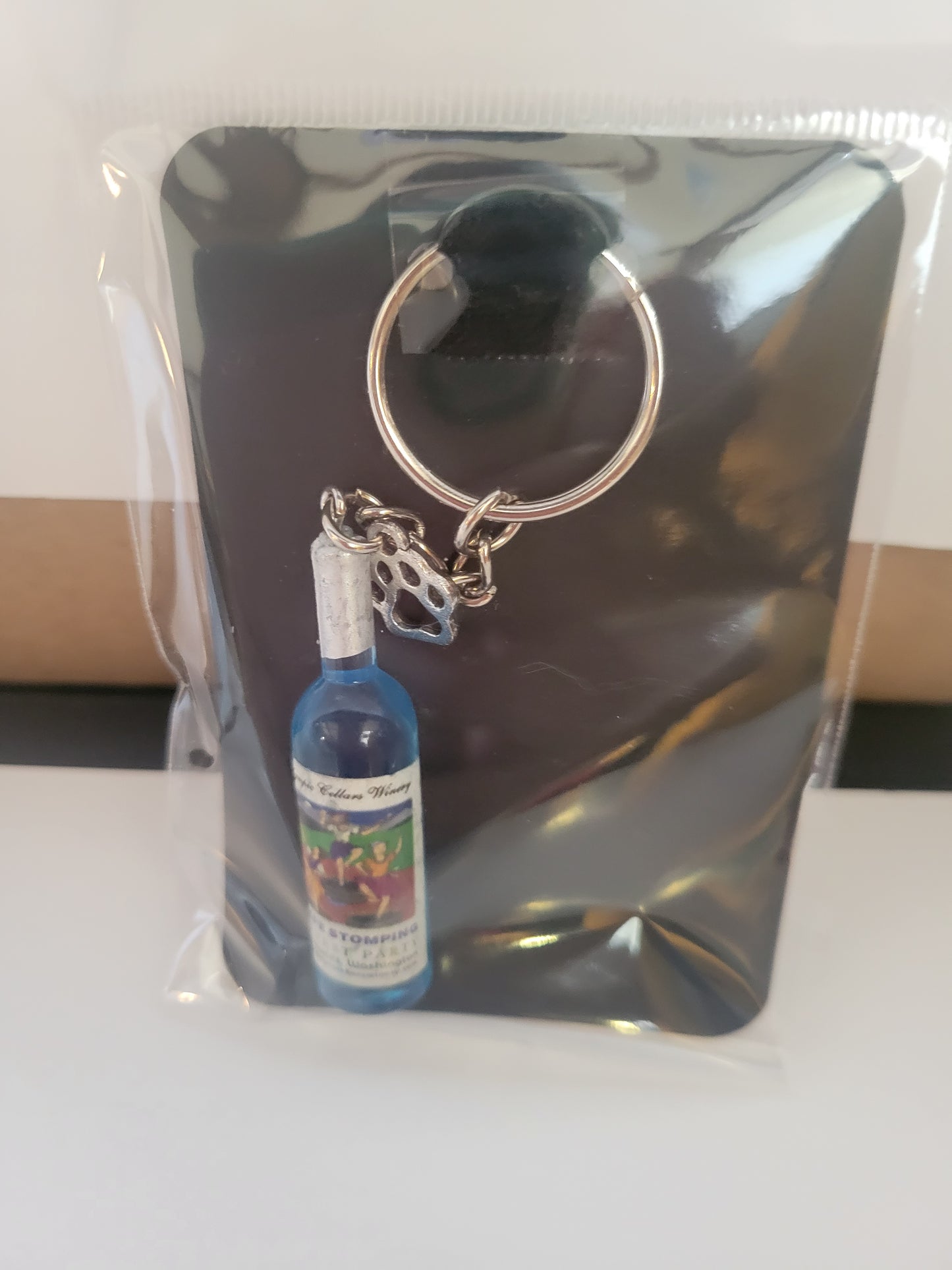 Wine Bottle With Charm - Keychain