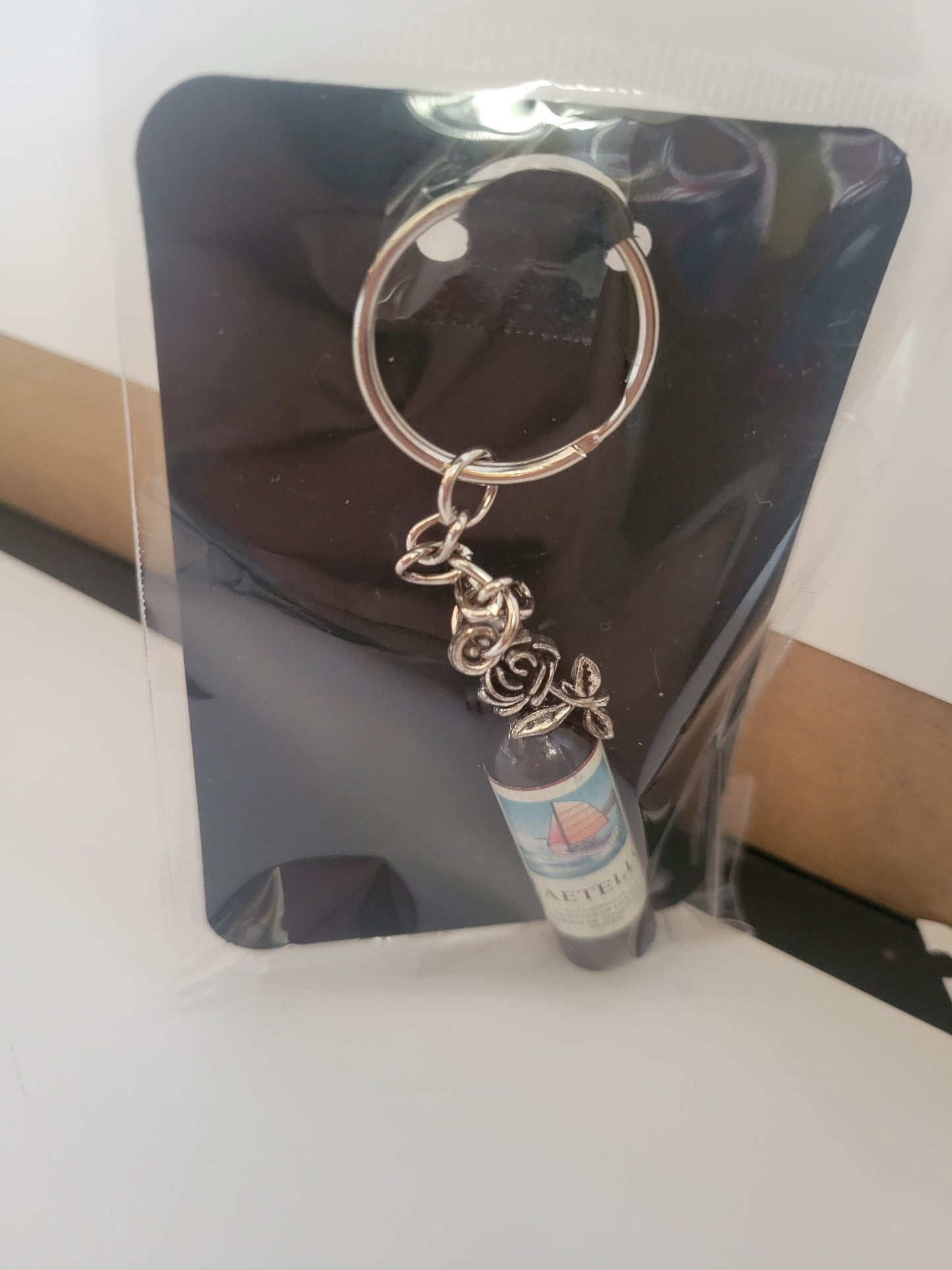 Wine Bottle With Charm - Keychain