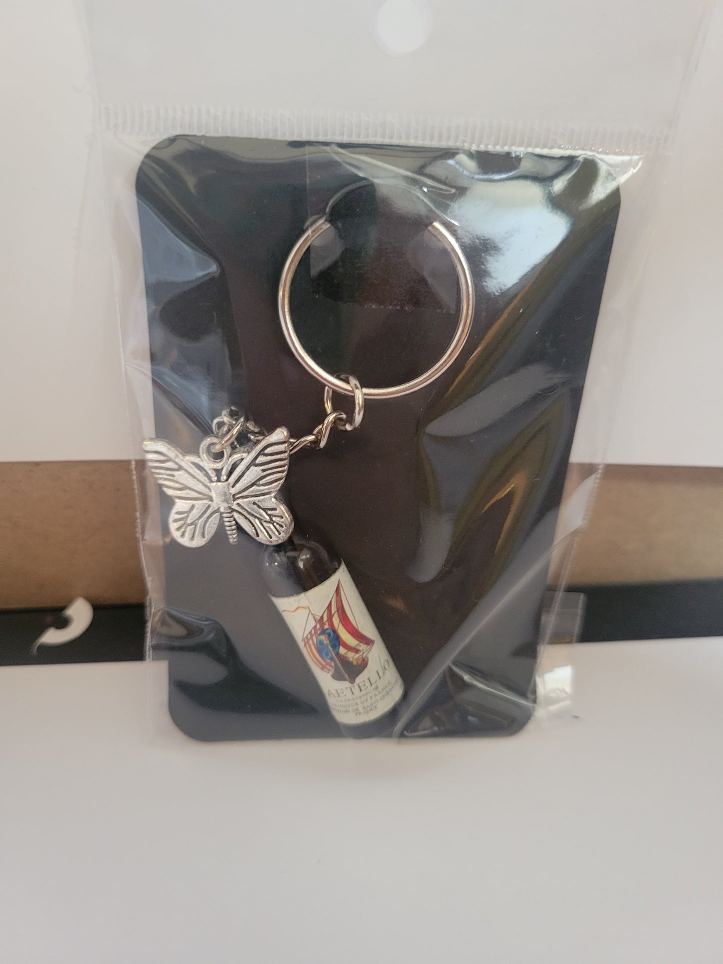 Wine Bottle With Charm - Keychain