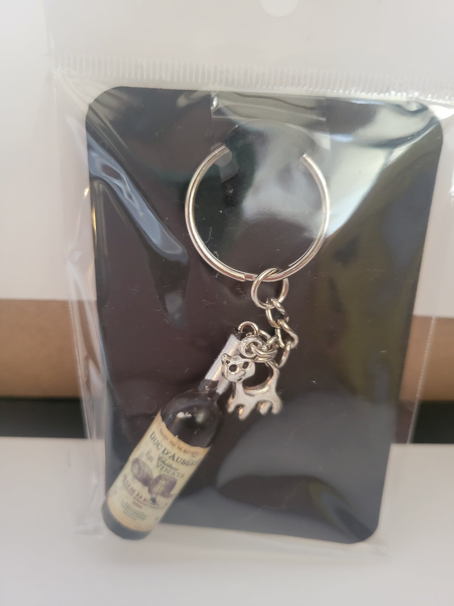 Wine Bottle With Charm - Keychain