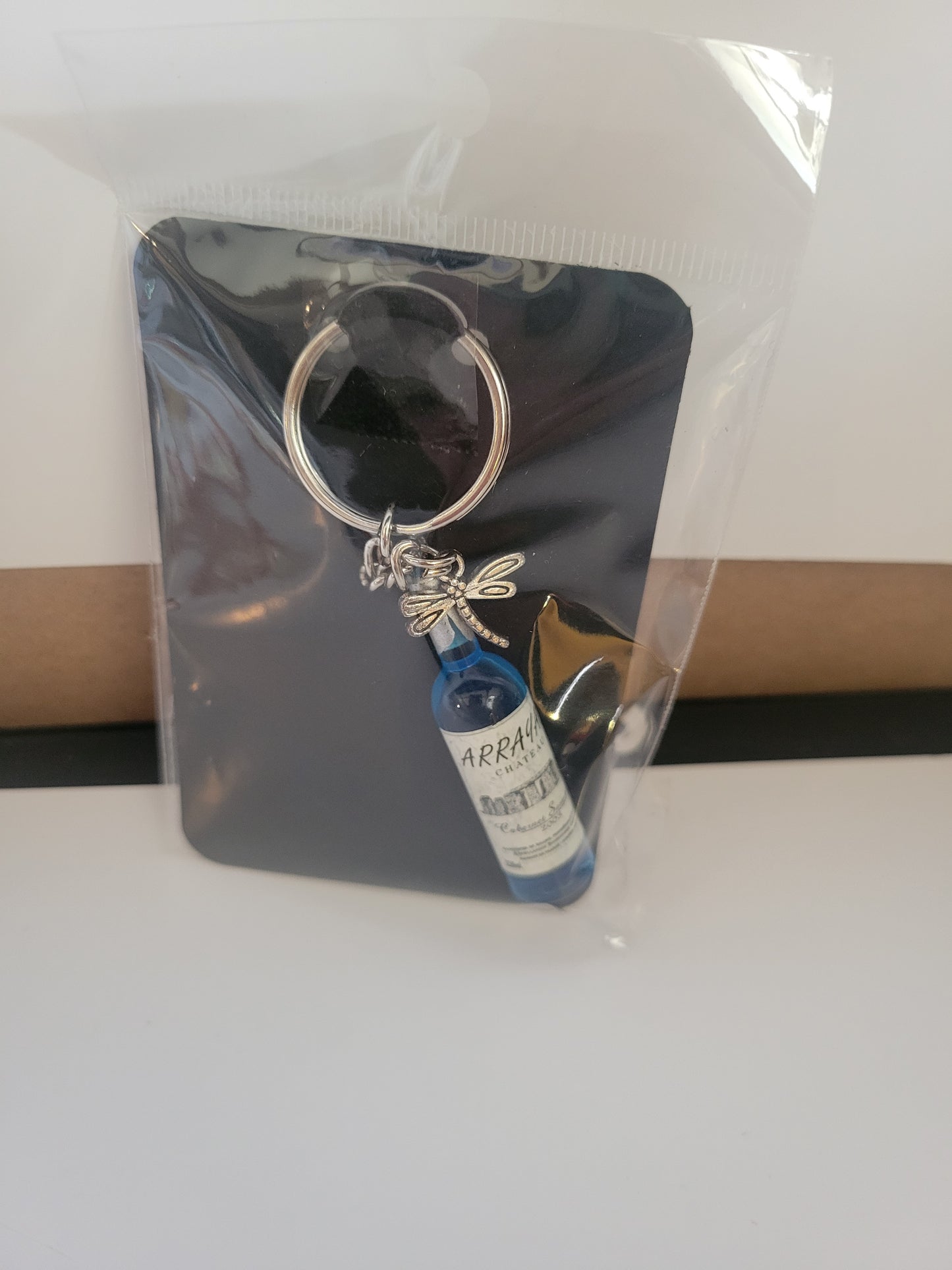 Wine Bottle With Charm - Keychain