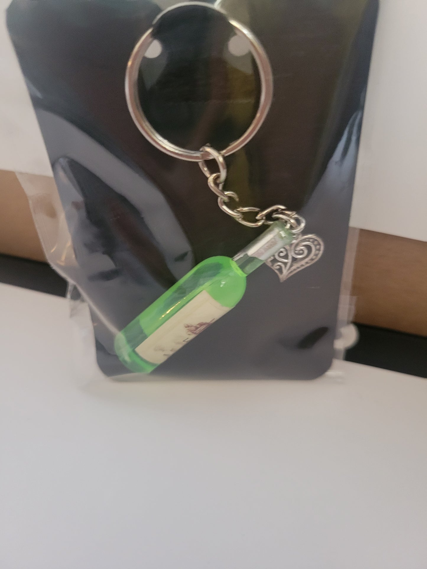 Wine Bottle With Charm - Keychain