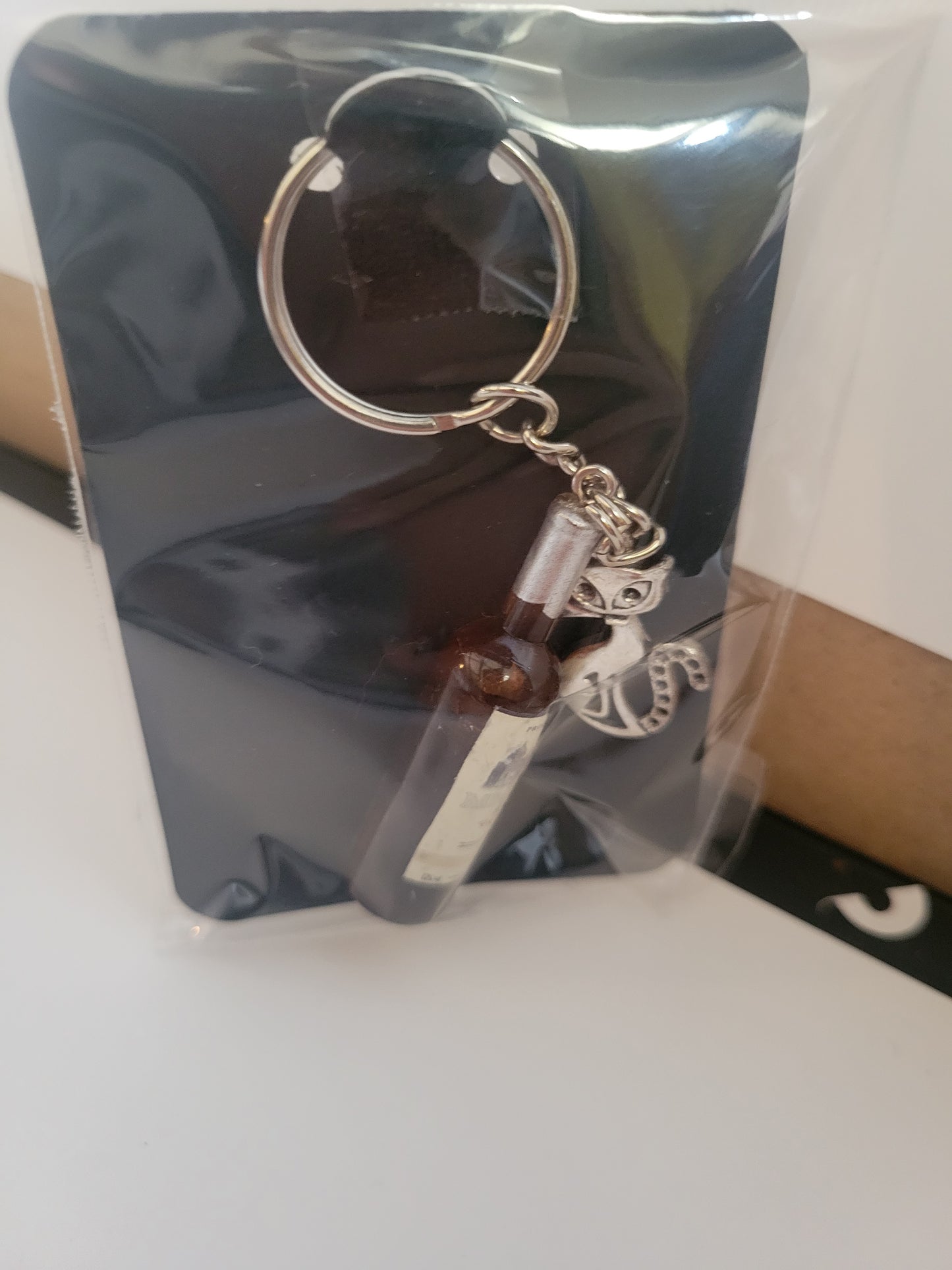 Wine Bottle With Charm - Keychain