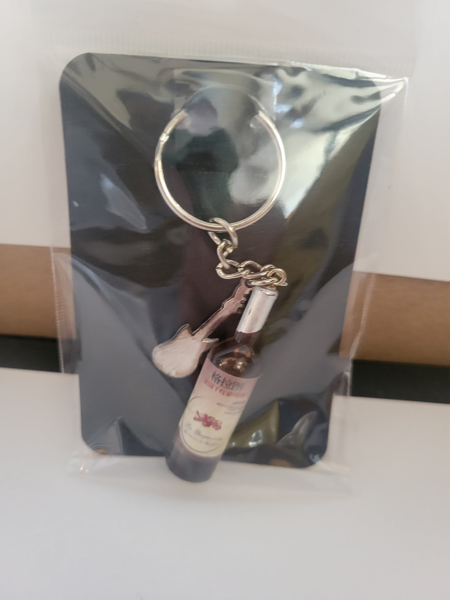 Wine Bottle With Charm - Keychain