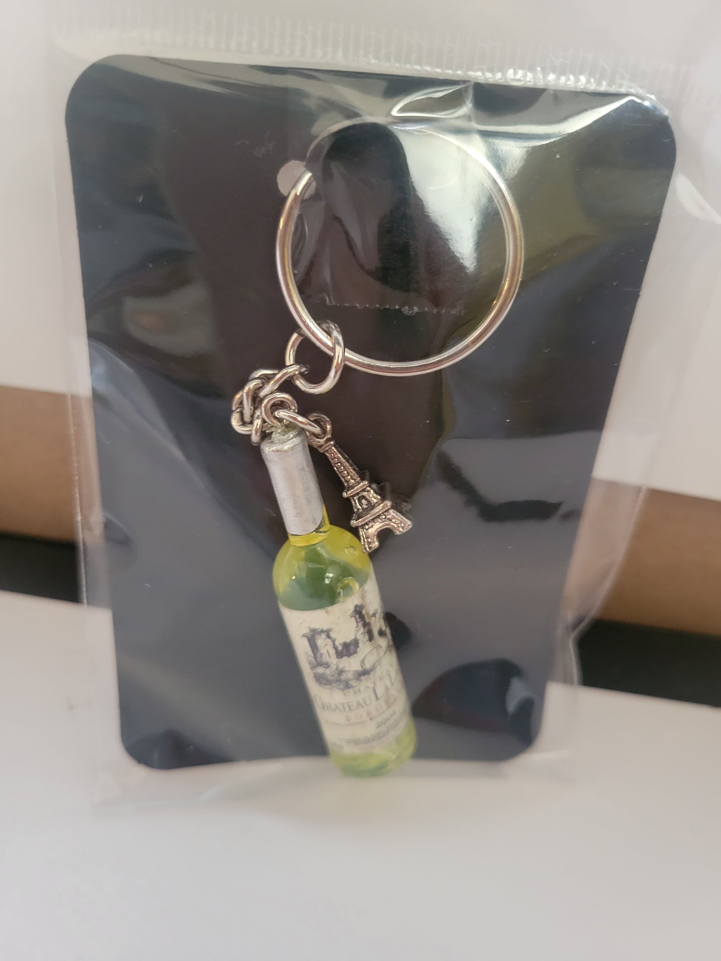 Wine Bottle With Charm - Keychain