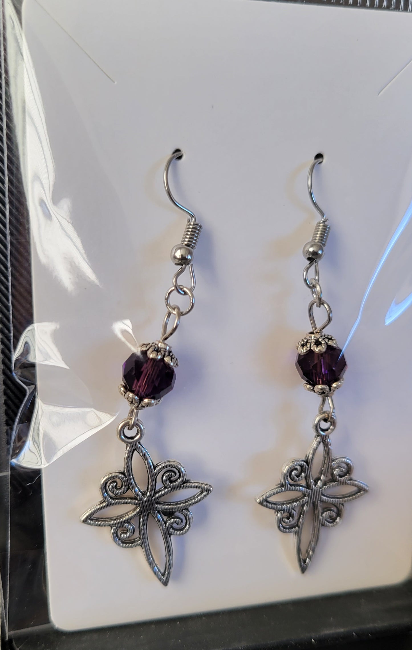 Purple star earrings