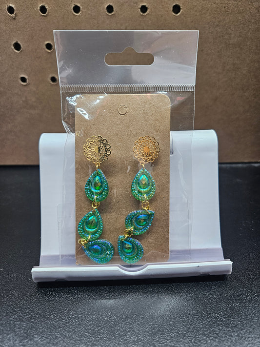 Peacock Tear Shape - Earrings