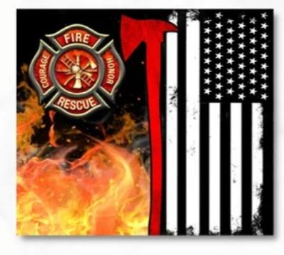 fire rescue with black and white america flag